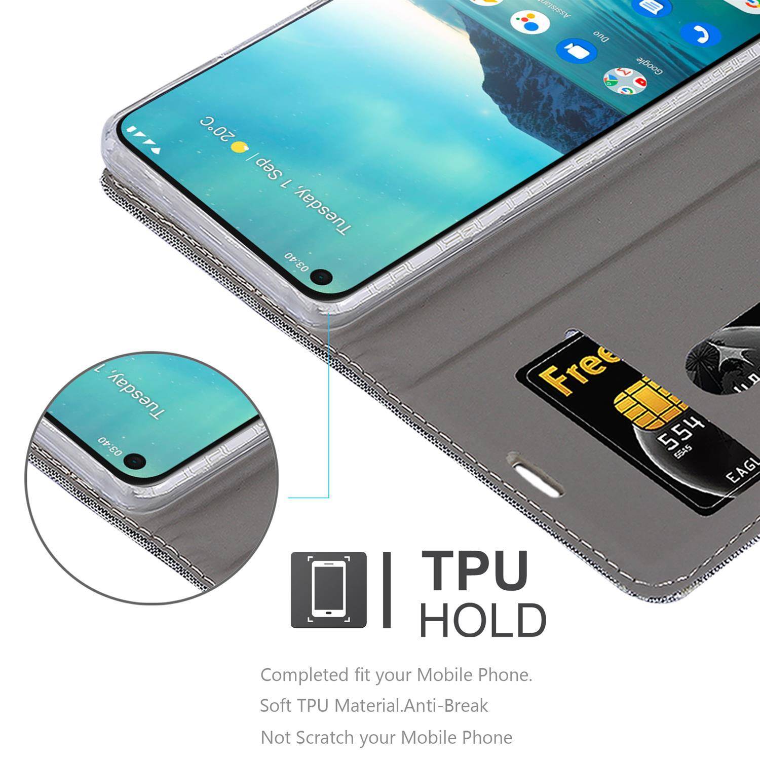 Cadorabo Hülle für Nokia 3.4 Schutzhülle in Grau Handy Hülle Etui Book Case Cover