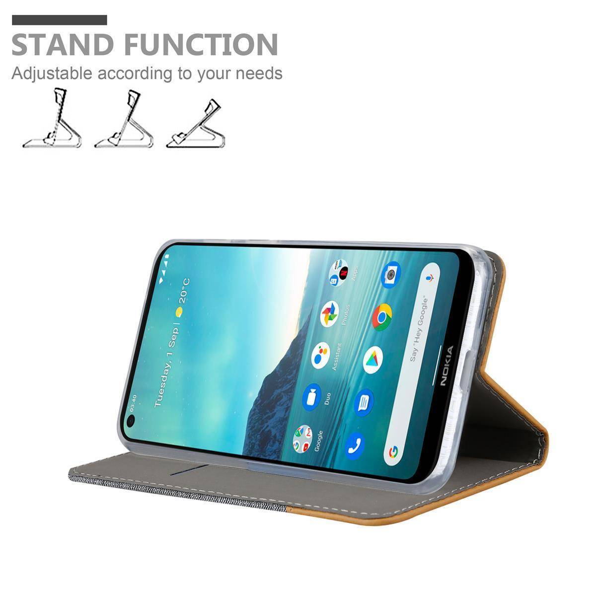 Cadorabo Hülle für Nokia 5.3 Schutzhülle in Grau Handy Hülle Etui Book Case Cover