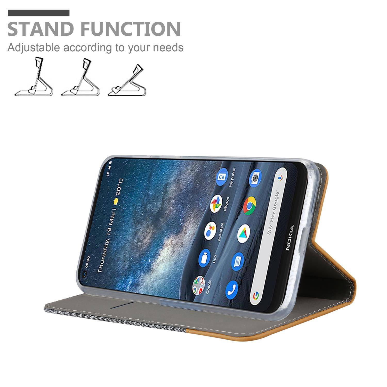 Cadorabo Hülle für Nokia 8.3 Schutzhülle in Grau Handy Hülle Etui Book Case Cover