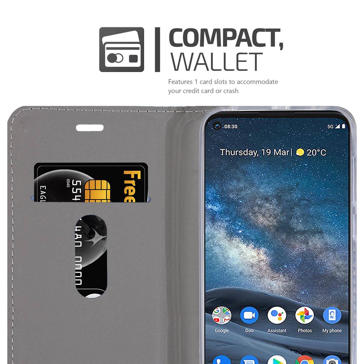 Cadorabo Hülle für Nokia 8.3 Schutzhülle in Grau Handy Hülle Etui Book Case Cover
