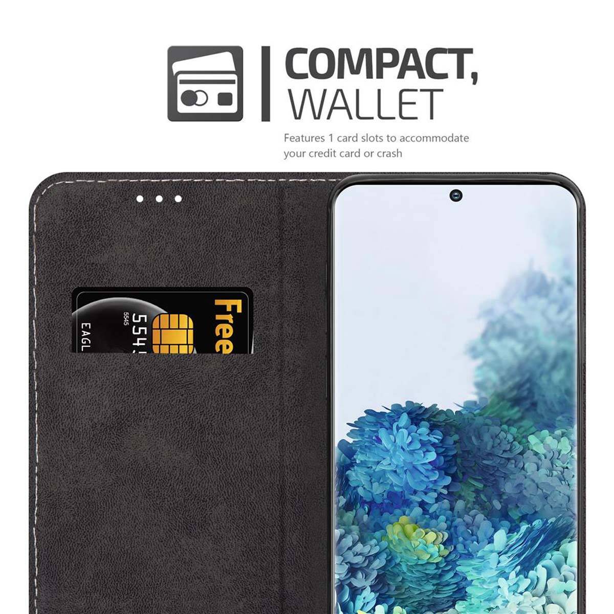 Cadorabo Hülle für Samsung Galaxy S20 Schutzhülle in Schwarz SHandyhülle Book Case Etui Kunstleder