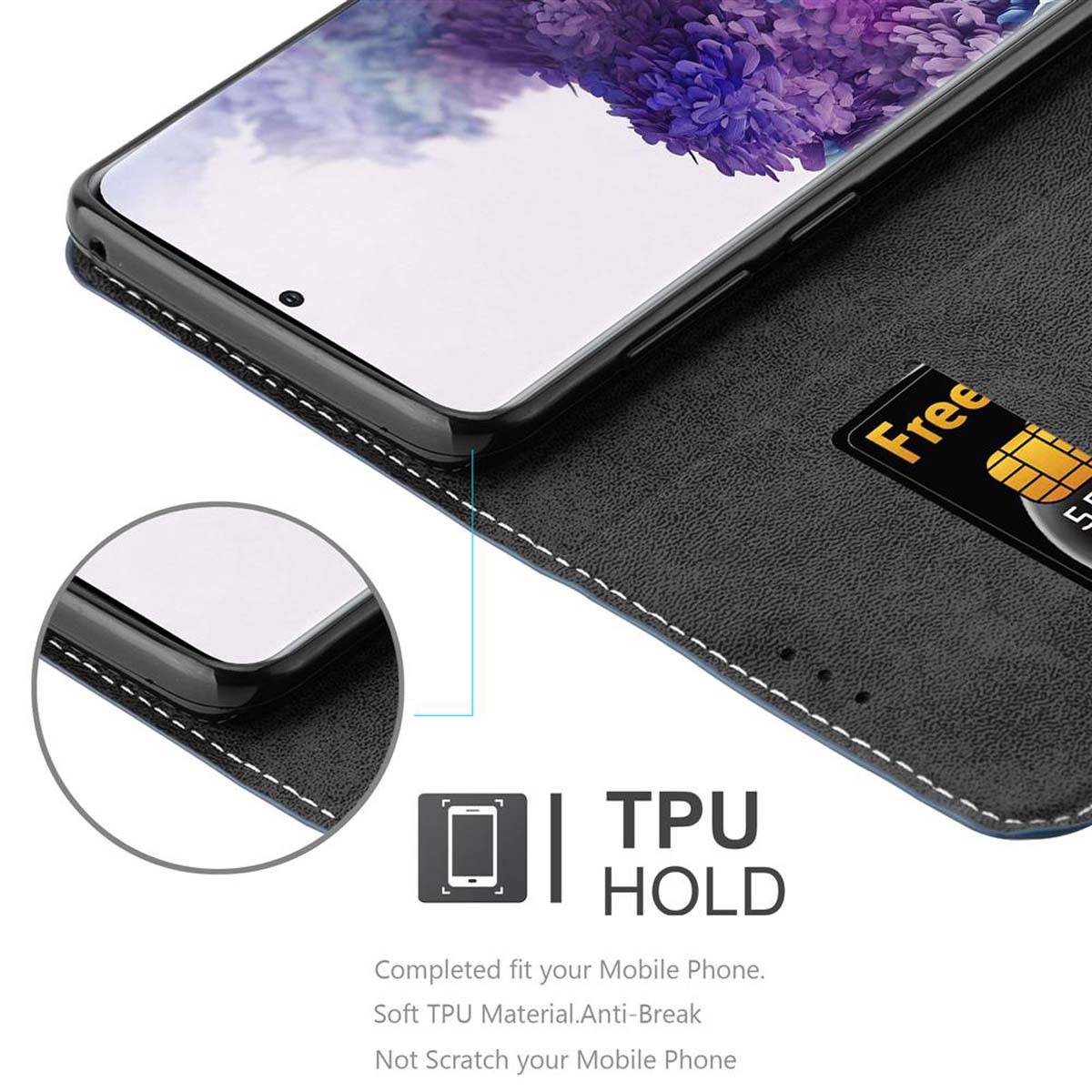 Cadorabo Hülle für Samsung Galaxy S20 PLUS Schutzhülle in Blau SHandyhülle Book Case Etui Kunstleder