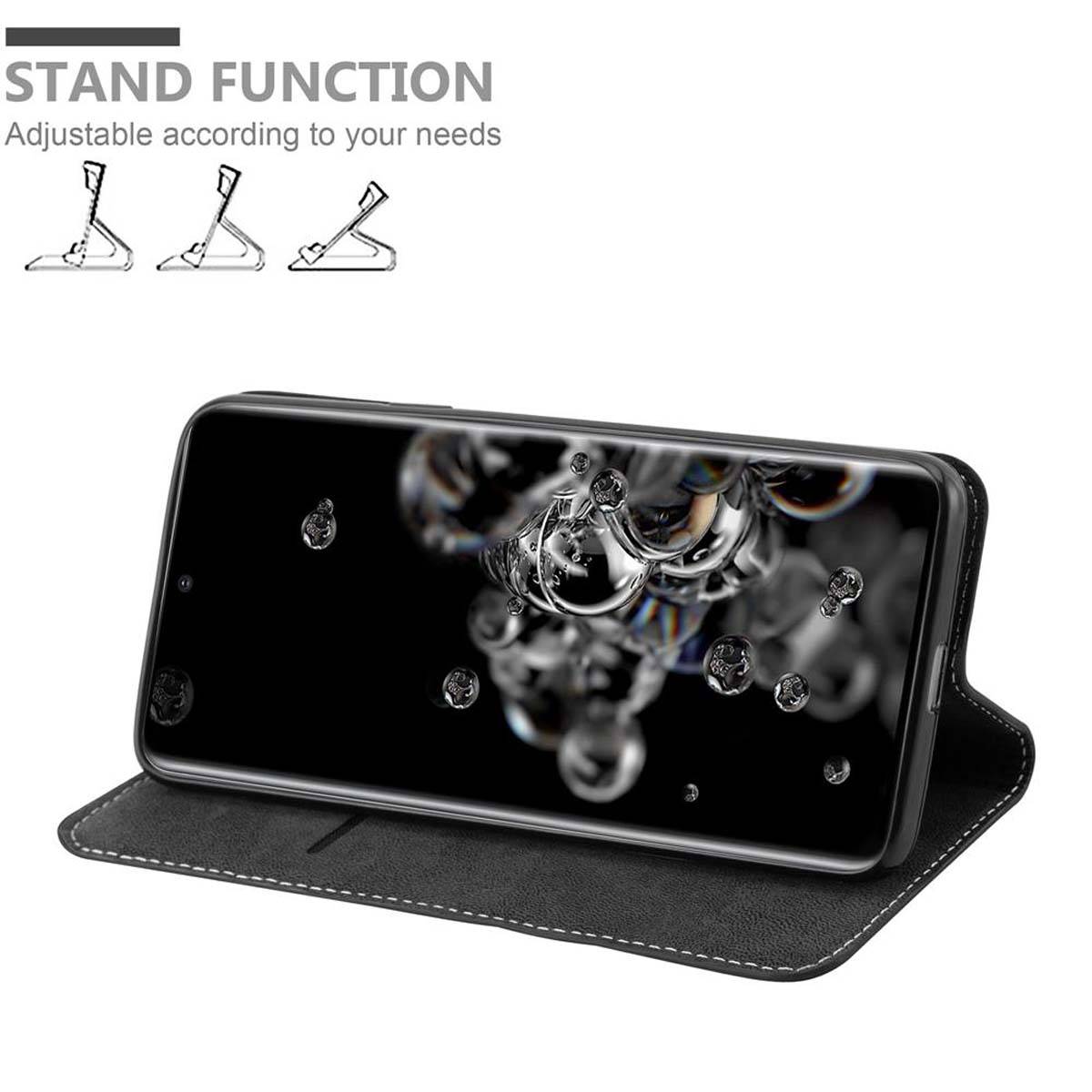 Cadorabo Hülle für Samsung Galaxy S20 ULTRA Schutzhülle in Schwarz SHandyhülle Book Case Etui Kunstleder