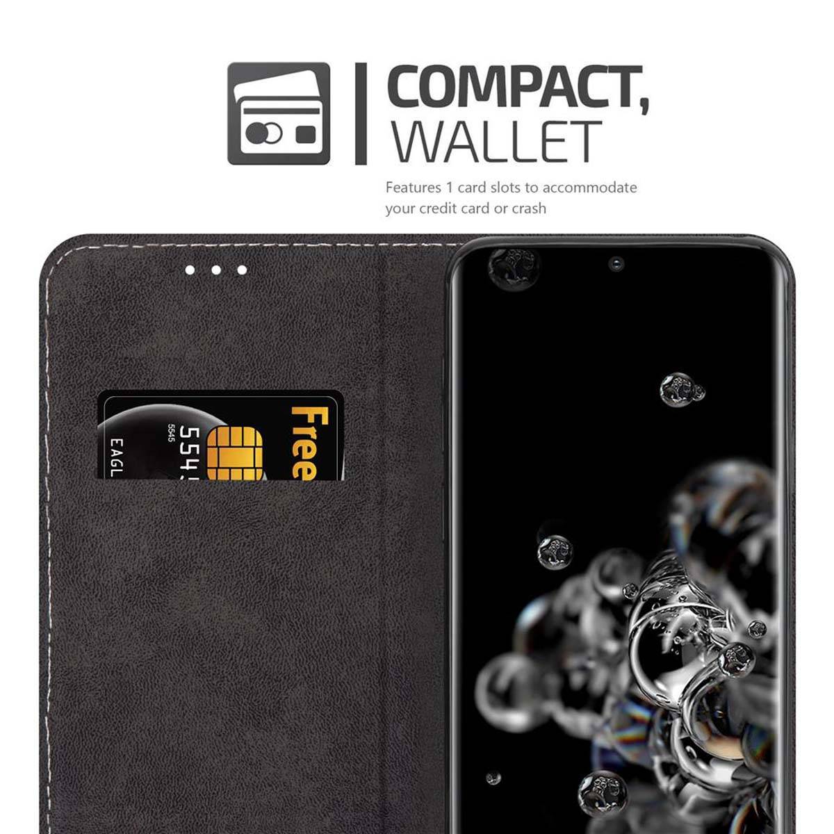 Cadorabo Hülle für Samsung Galaxy S20 ULTRA Schutzhülle in Schwarz SHandyhülle Book Case Etui Kunstleder