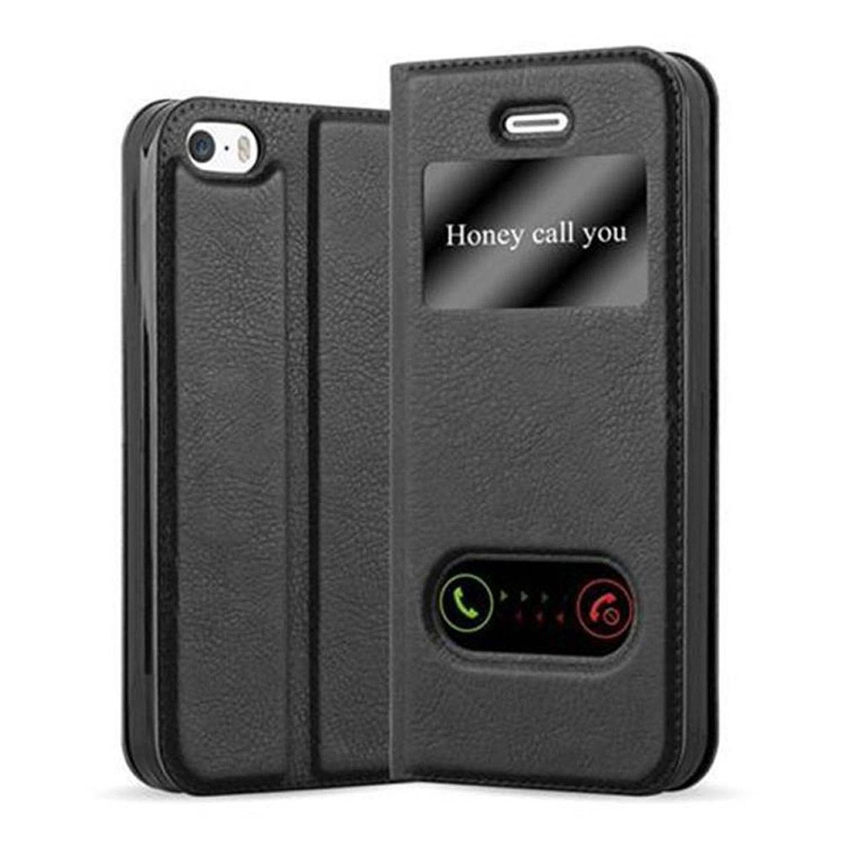 Cadorabo Schutzhülle für Apple iPhone 5 / 5S / SE 2016 Hülle in Schwarz Handyhülle Book Case Cover Etui