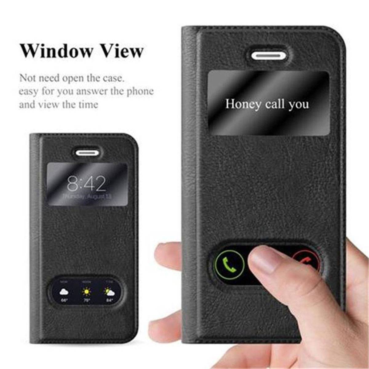 Cadorabo Schutzhülle für Apple iPhone 5 / 5S / SE 2016 Hülle in Schwarz Handyhülle Book Case Cover Etui