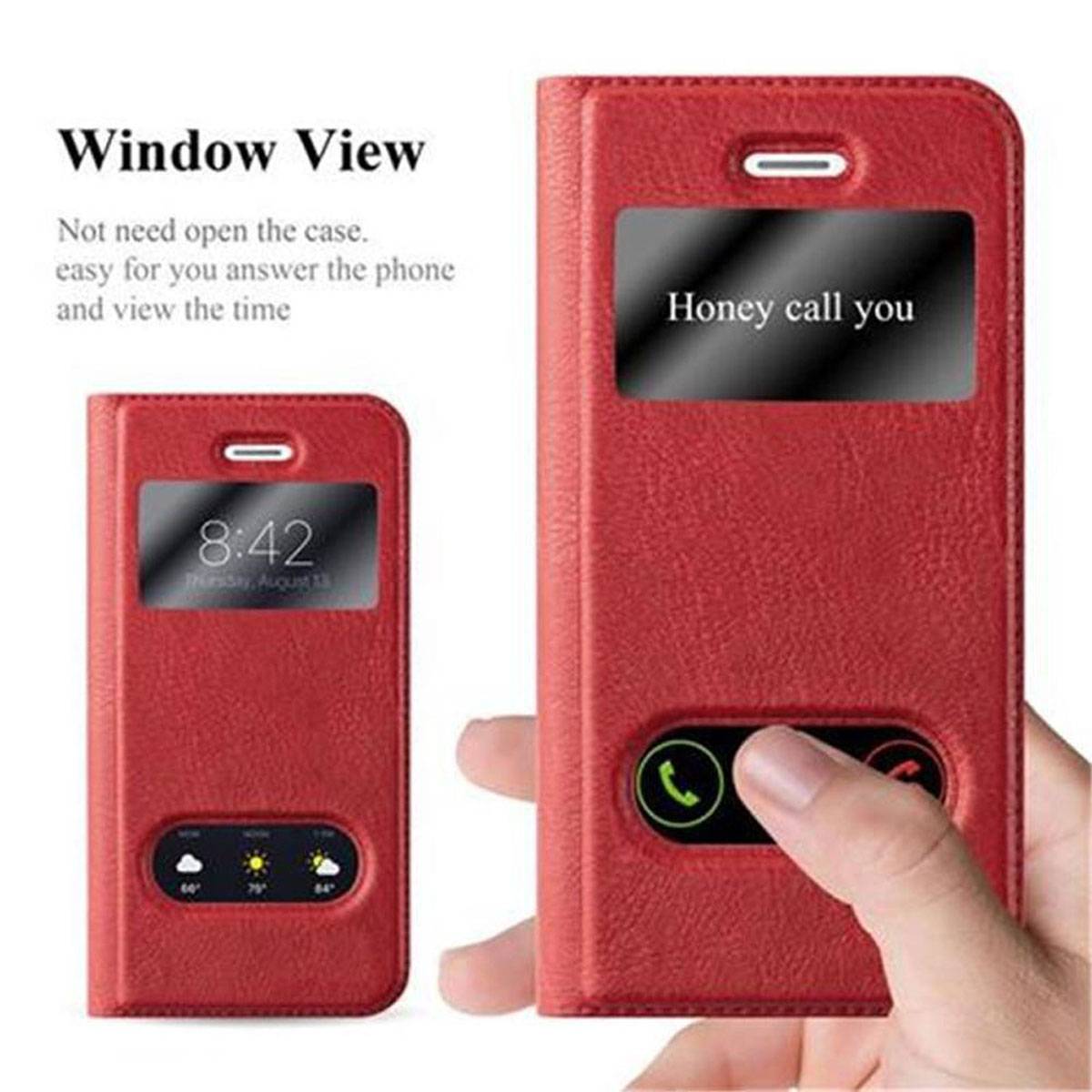 Cadorabo Schutzhülle für Apple iPhone 5 / 5S / SE 2016 Hülle in Rot Handyhülle Book Case Cover Etui