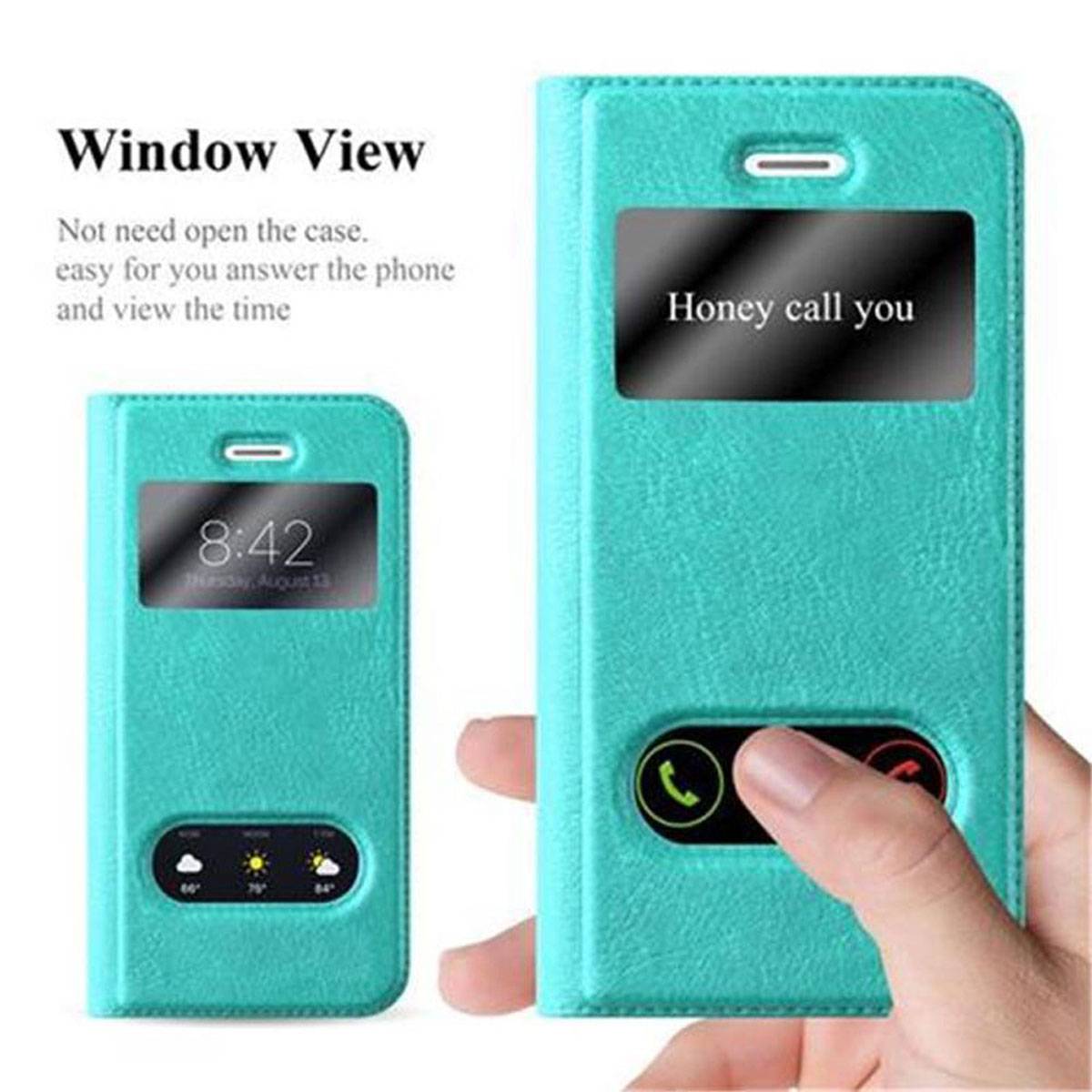 Cadorabo Schutzhülle für Apple iPhone 5 / 5S / SE 2016 Hülle in Türkis Handyhülle Book Case Cover Etui