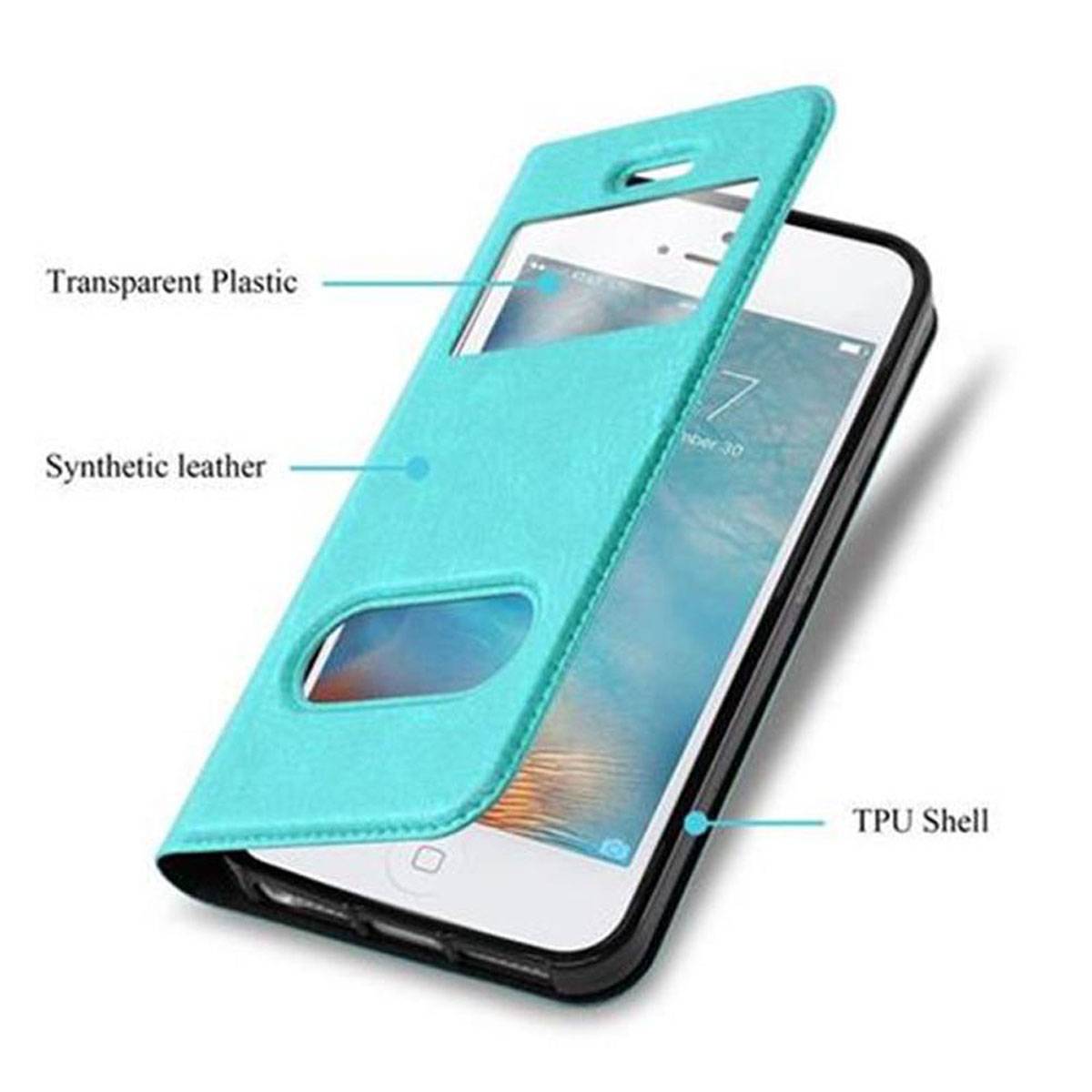 Cadorabo Schutzhülle für Apple iPhone 5 / 5S / SE 2016 Hülle in Türkis Handyhülle Book Case Cover Etui