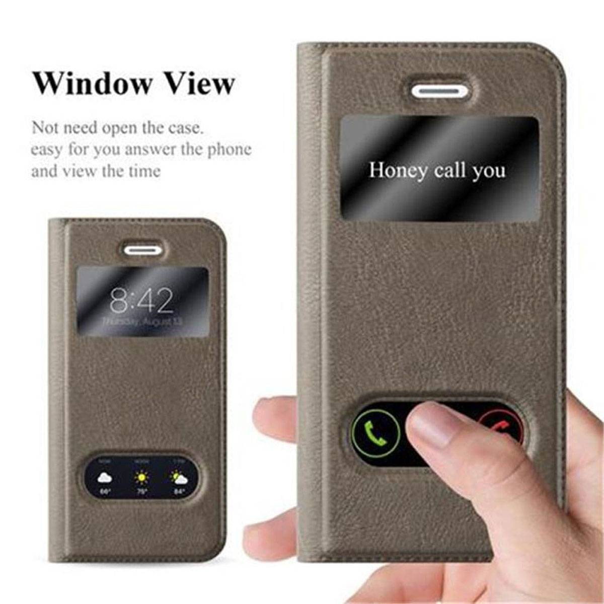 Cadorabo Schutzhülle für Apple iPhone 5 / 5S / SE 2016 Hülle in Braun Handyhülle Book Case Cover Etui