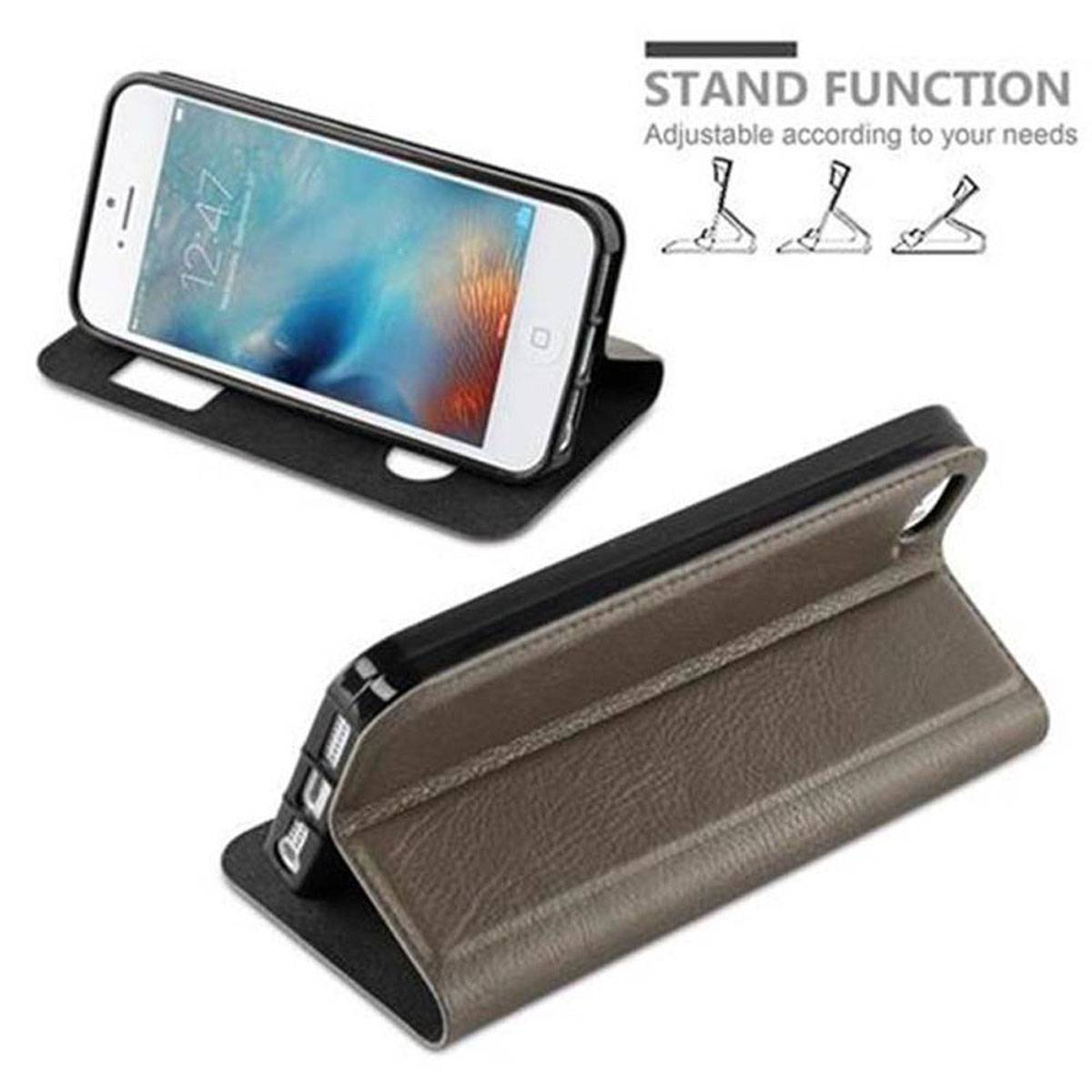 Cadorabo Schutzhülle für Apple iPhone 5 / 5S / SE 2016 Hülle in Braun Handyhülle Book Case Cover Etui