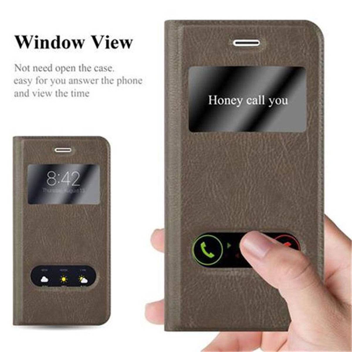Cadorabo Schutzhülle für Apple iPhone 6 / 6S Hülle in Braun Handyhülle Book Case Cover Etui