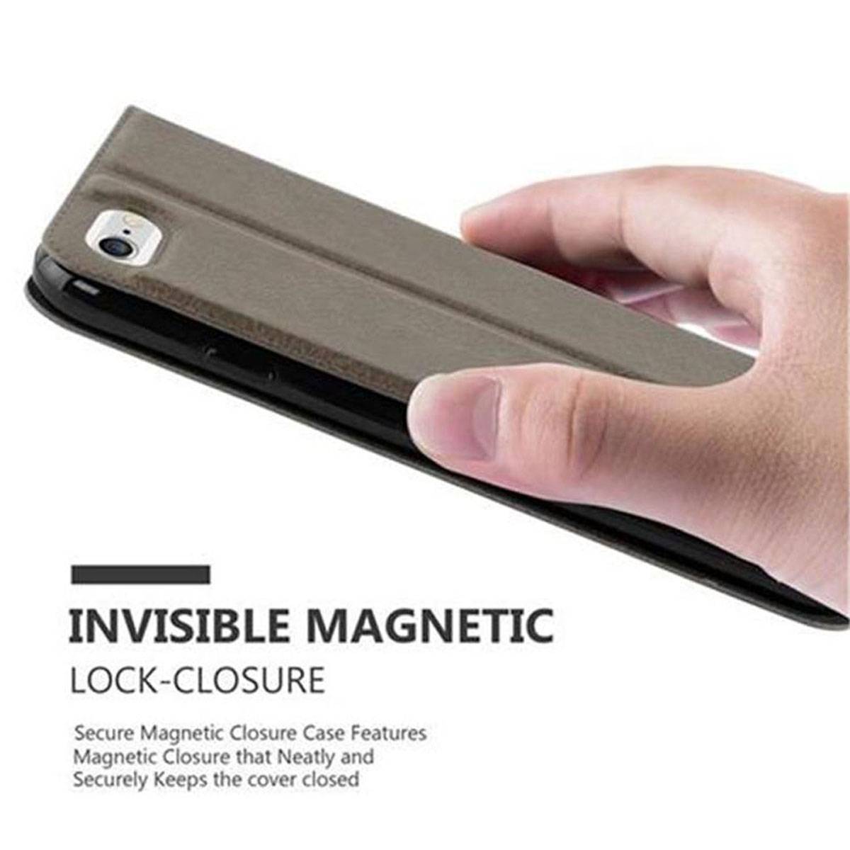 Cadorabo Schutzhülle für Apple iPhone 6 / 6S Hülle in Braun Handyhülle Book Case Cover Etui
