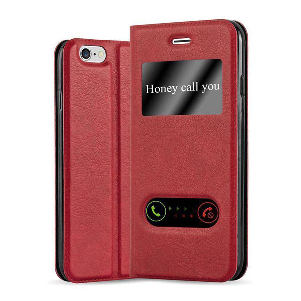 Cadorabo Schutzhülle für Apple iPhone 6 PLUS / 6S PLUS Hülle in Rot Handyhülle Book Case Cover Etui