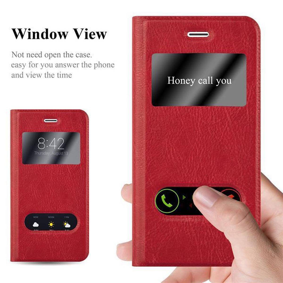 Cadorabo Schutzhülle für Apple iPhone 6 PLUS / 6S PLUS Hülle in Rot Handyhülle Book Case Cover Etui