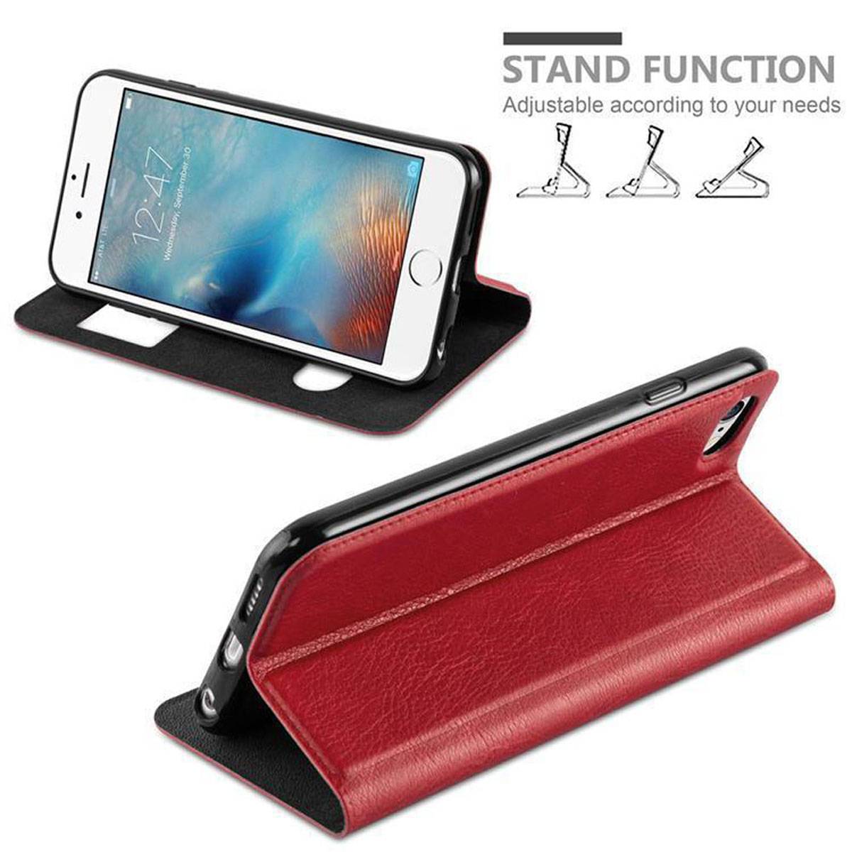 Cadorabo Schutzhülle für Apple iPhone 6 PLUS / 6S PLUS Hülle in Rot Handyhülle Book Case Cover Etui