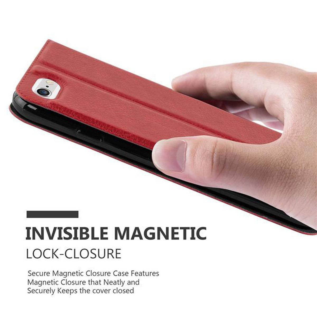 Cadorabo Schutzhülle für Apple iPhone 6 PLUS / 6S PLUS Hülle in Rot Handyhülle Book Case Cover Etui