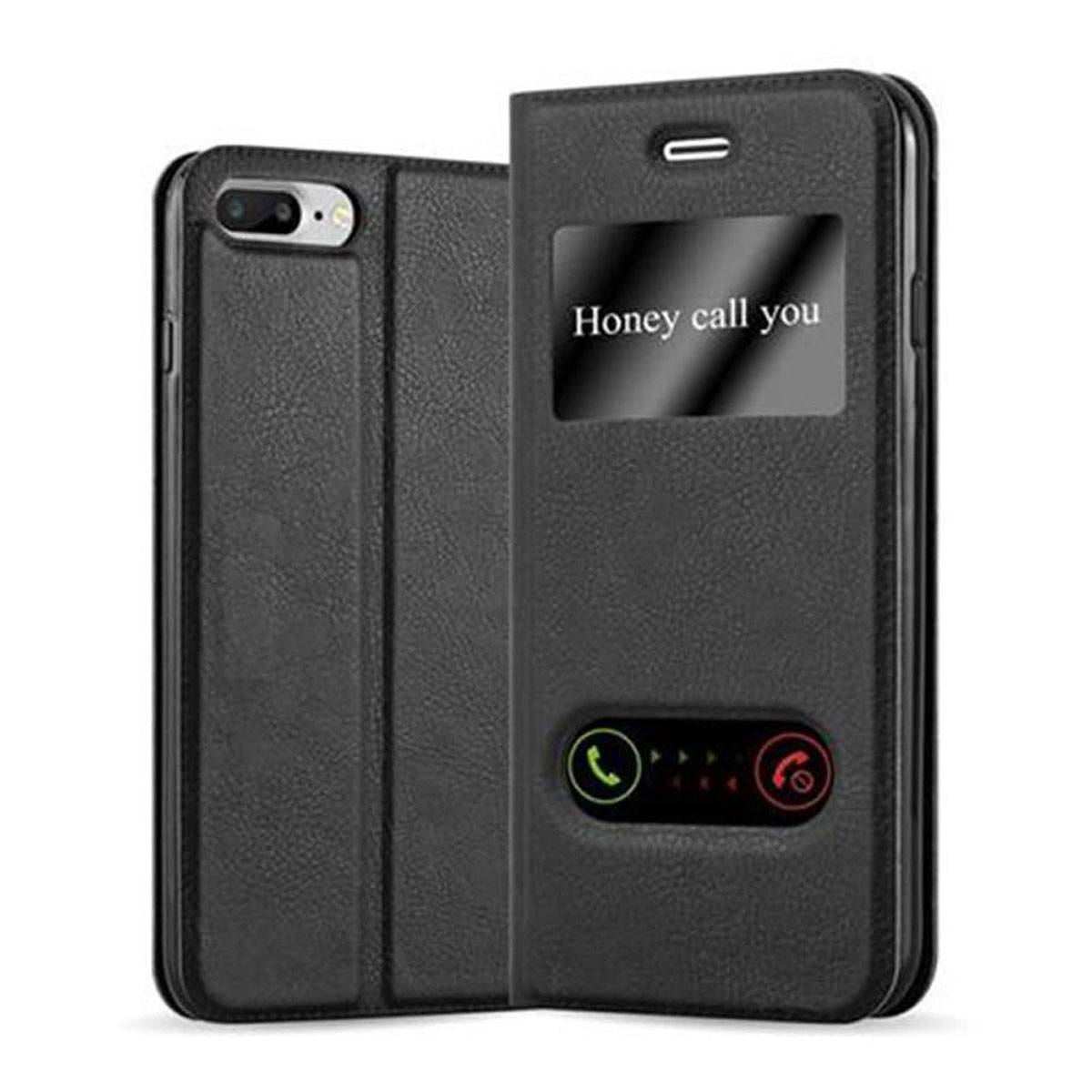 Cadorabo Schutzhülle für Apple iPhone 7 PLUS / 7S PLUS / 8 PLUS Hülle in Schwarz Handyhülle Book Case Cover Etui