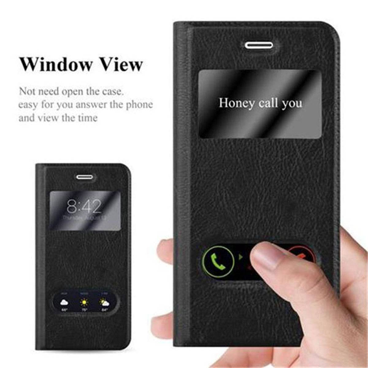 Cadorabo Schutzhülle für Apple iPhone 7 PLUS / 7S PLUS / 8 PLUS Hülle in Schwarz Handyhülle Book Case Cover Etui