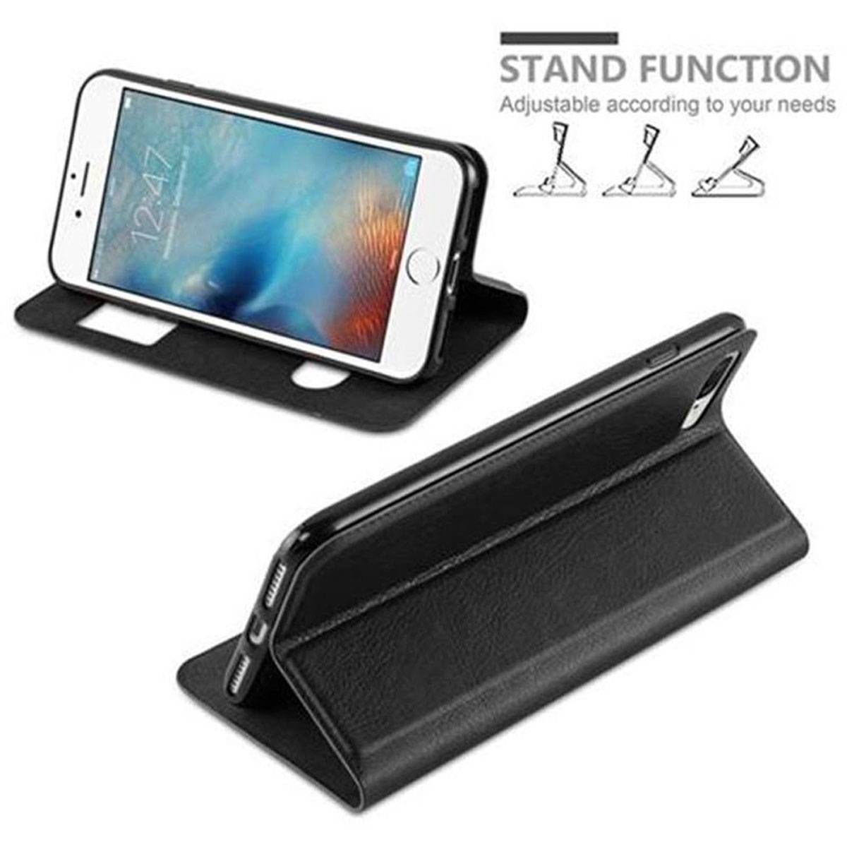 Cadorabo Schutzhülle für Apple iPhone 7 PLUS / 7S PLUS / 8 PLUS Hülle in Schwarz Handyhülle Book Case Cover Etui