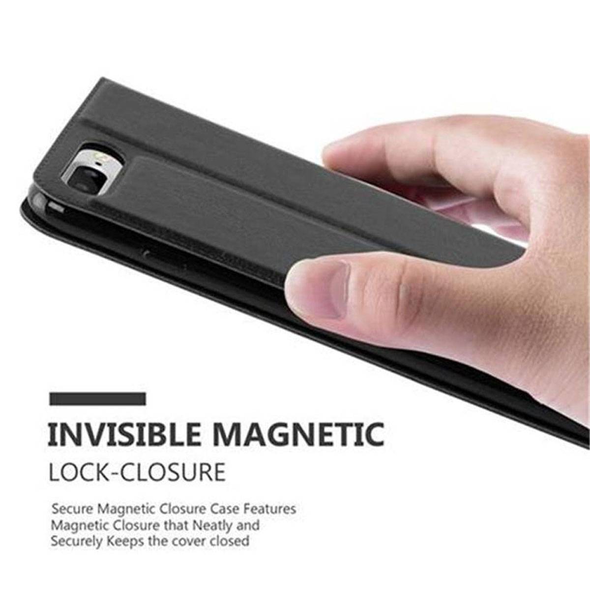 Cadorabo Schutzhülle für Apple iPhone 7 PLUS / 7S PLUS / 8 PLUS Hülle in Schwarz Handyhülle Book Case Cover Etui