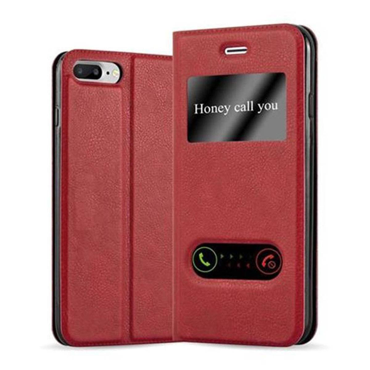 Cadorabo Schutzhülle für Apple iPhone 7 PLUS / 7S PLUS / 8 PLUS Hülle in Rot Handyhülle Book Case Cover Etui