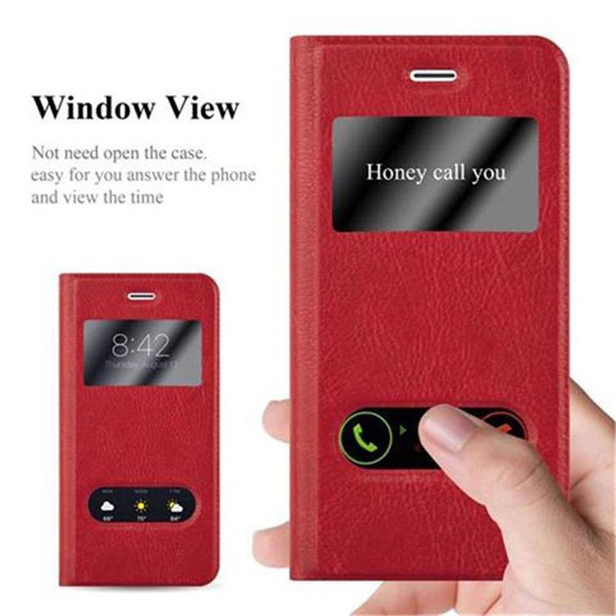 Cadorabo Schutzhülle für Apple iPhone 7 PLUS / 7S PLUS / 8 PLUS Hülle in Rot Handyhülle Book Case Cover Etui