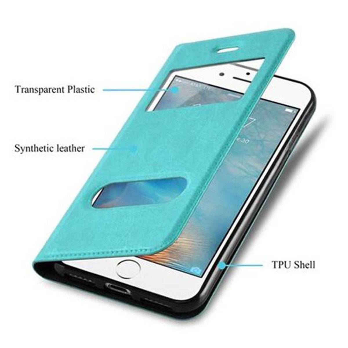 Cadorabo Schutzhülle für Apple iPhone 7 PLUS / 7S PLUS / 8 PLUS Hülle in Türkis Handyhülle Book Case Cover Etui