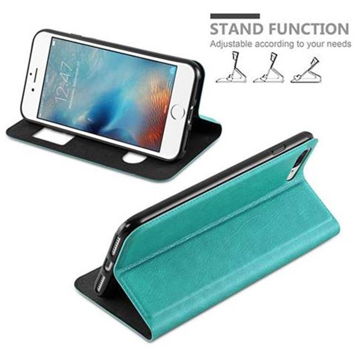 Cadorabo Schutzhülle für Apple iPhone 7 PLUS / 7S PLUS / 8 PLUS Hülle in Türkis Handyhülle Book Case Cover Etui