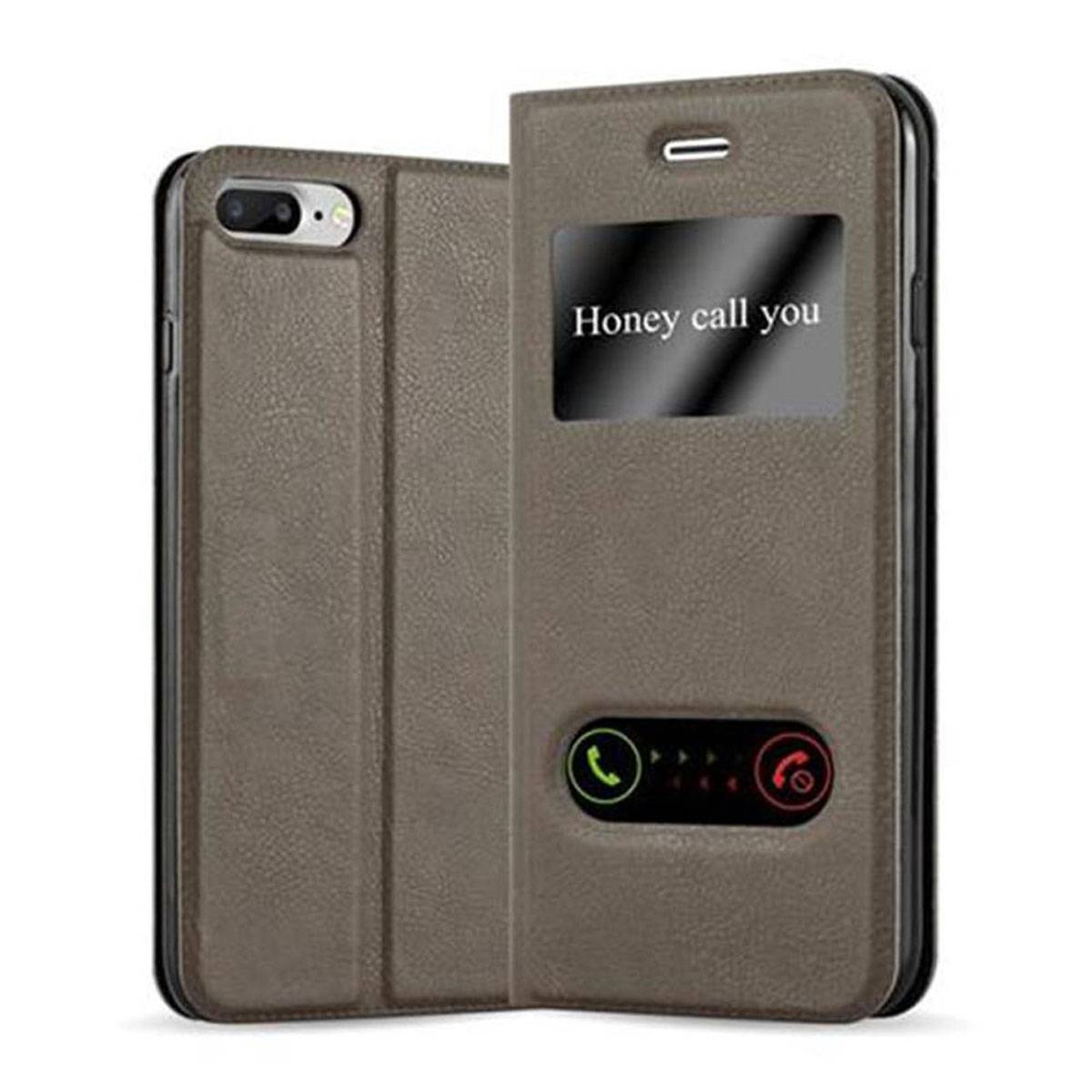 Cadorabo Schutzhülle für Apple iPhone 7 PLUS / 7S PLUS / 8 PLUS Hülle in Braun Handyhülle Book Case Cover Etui