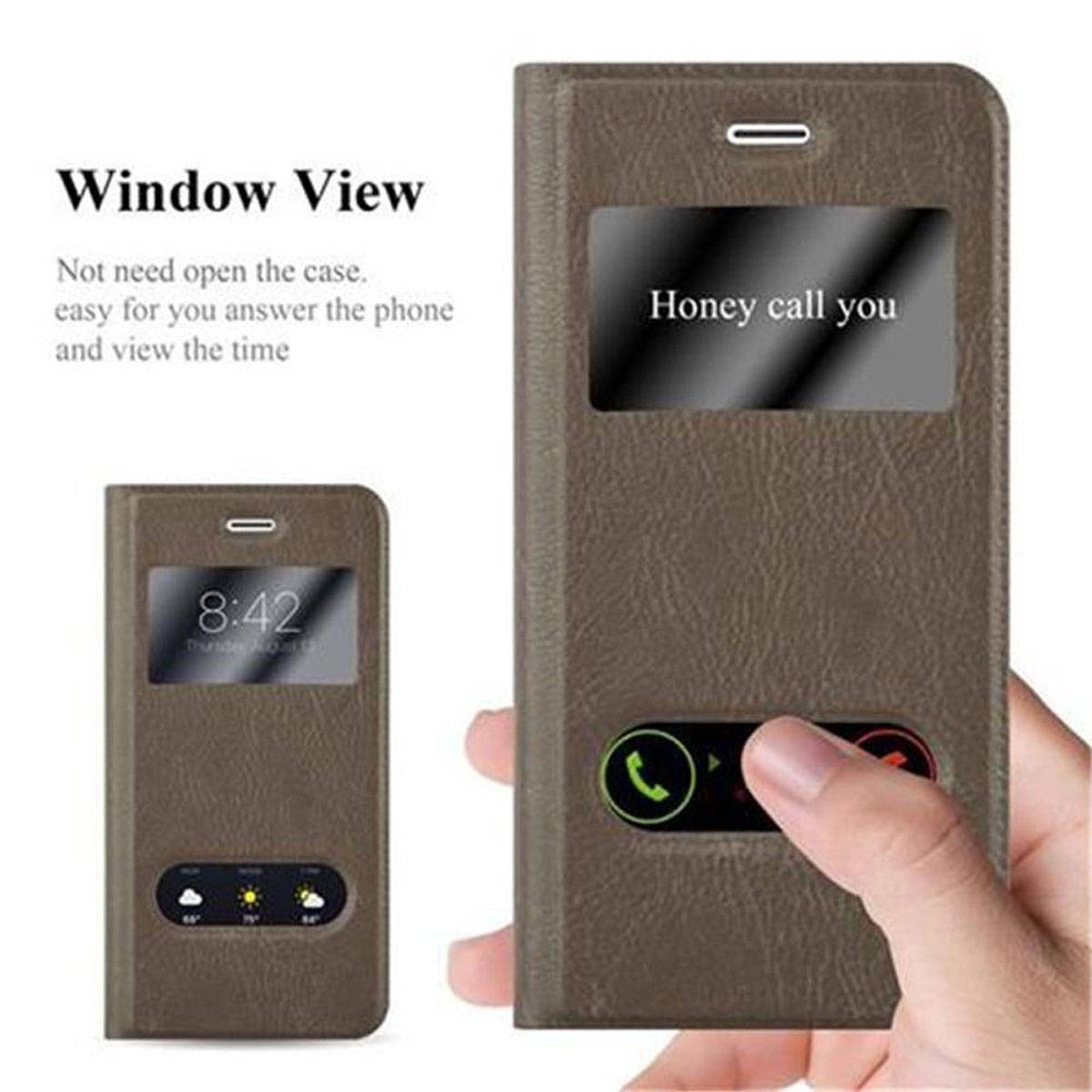 Cadorabo Schutzhülle für Apple iPhone 7 PLUS / 7S PLUS / 8 PLUS Hülle in Braun Handyhülle Book Case Cover Etui