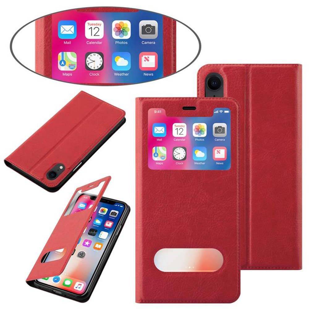 Cadorabo Schutzhülle für Apple iPhone XR Hülle in Rot Handyhülle Book Case Cover Etui