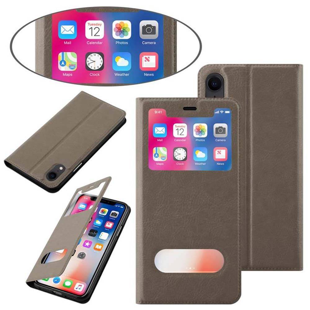 Cadorabo Schutzhülle für Apple iPhone XR Hülle in Braun Handyhülle Book Case Cover Etui