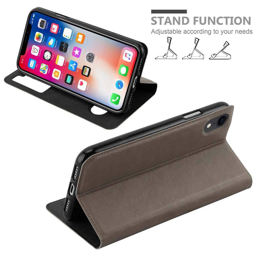 Cadorabo Schutzhülle für Apple iPhone XR Hülle in Braun Handyhülle Book Case Cover Etui