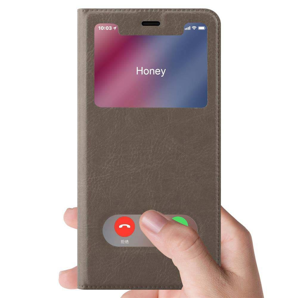 Cadorabo Schutzhülle für Apple iPhone XR Hülle in Braun Handyhülle Book Case Cover Etui