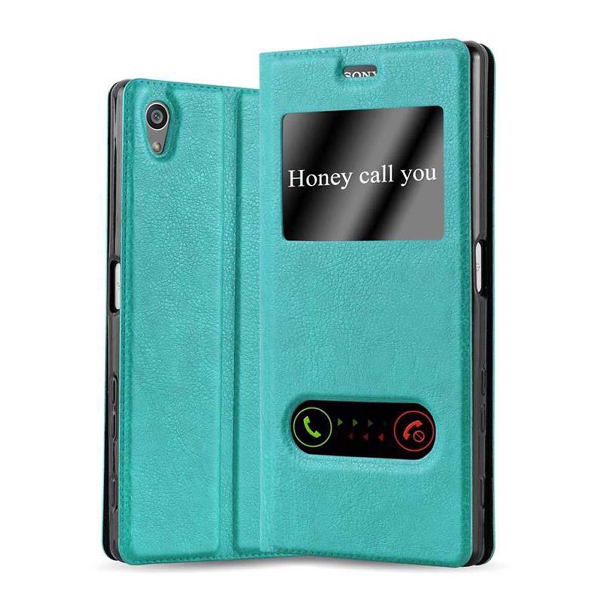Cadorabo Schutzhülle für Sony Xperia Z5 PREMIUM Hülle in Türkis Handyhülle Book Case Cover Etui