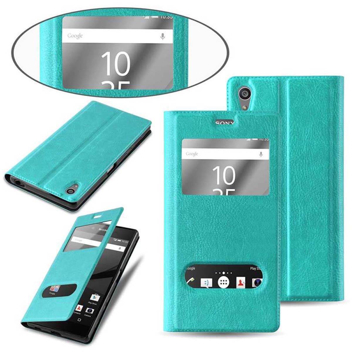 Cadorabo Schutzhülle für Sony Xperia Z5 PREMIUM Hülle in Türkis Handyhülle Book Case Cover Etui
