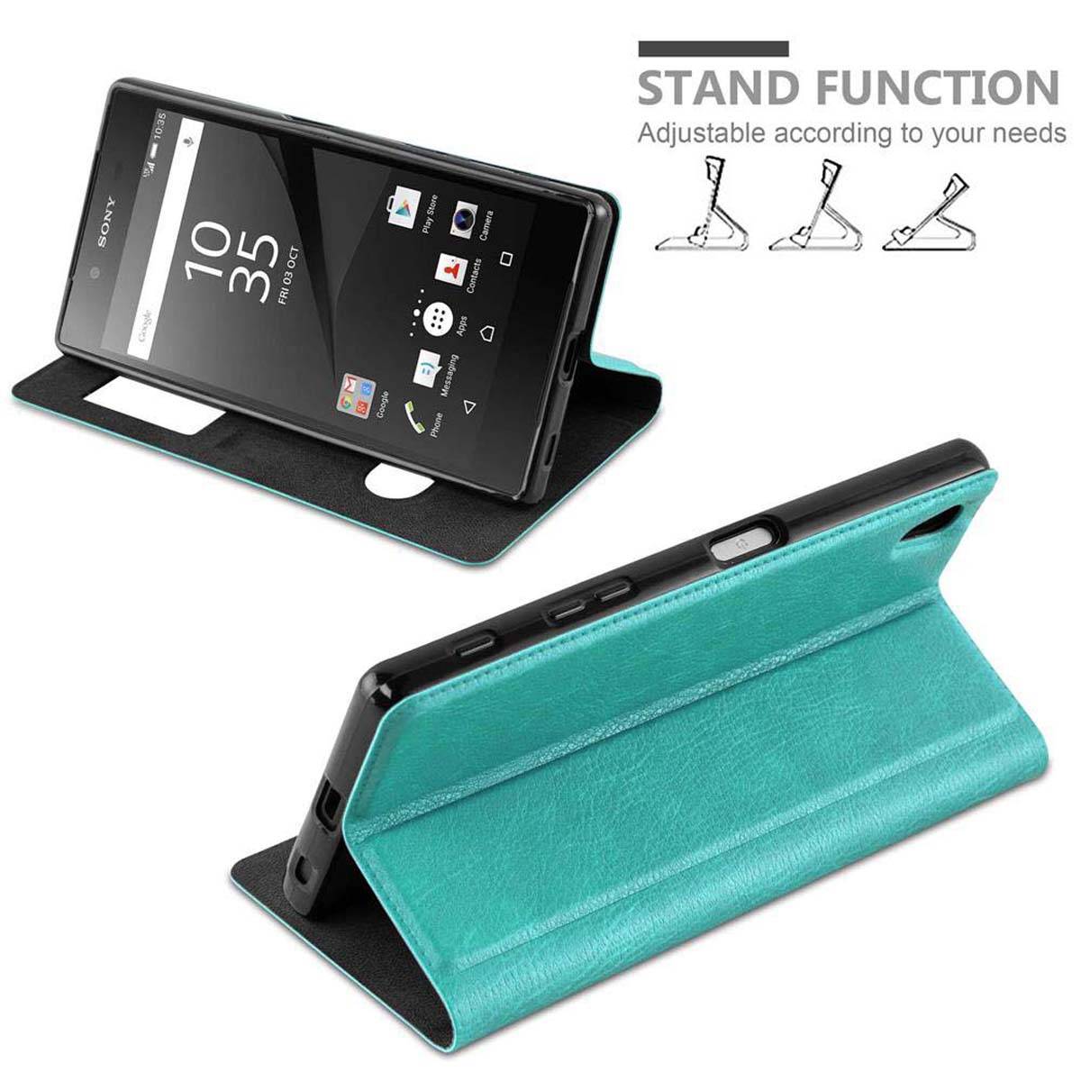 Cadorabo Schutzhülle für Sony Xperia Z5 PREMIUM Hülle in Türkis Handyhülle Book Case Cover Etui