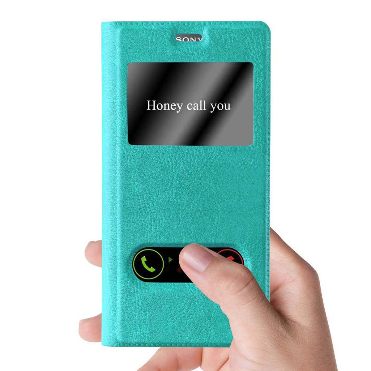 Cadorabo Schutzhülle für Sony Xperia Z5 PREMIUM Hülle in Türkis Handyhülle Book Case Cover Etui