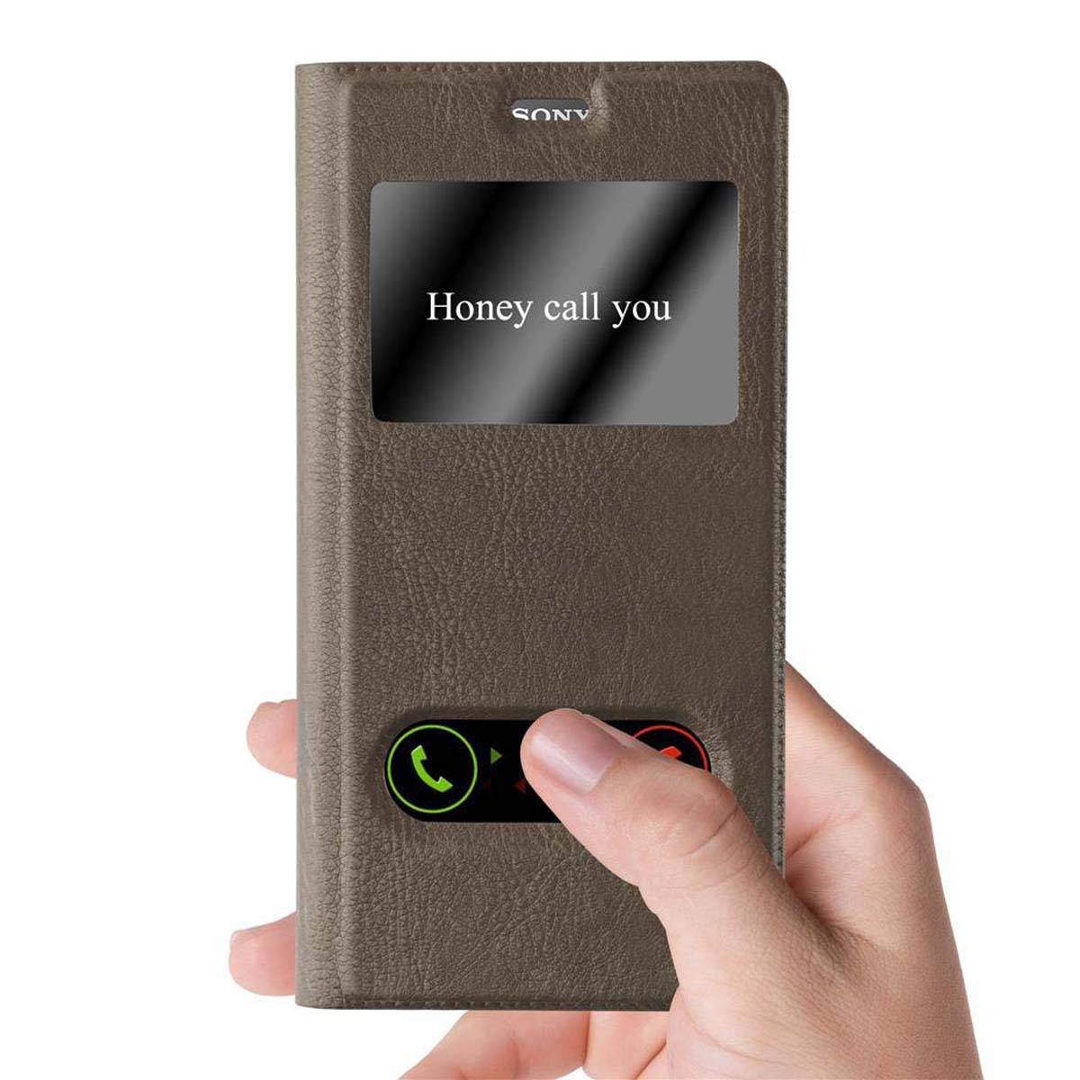 Cadorabo Schutzhülle für Sony Xperia Z5 PREMIUM Hülle in Braun Handyhülle Book Case Cover Etui
