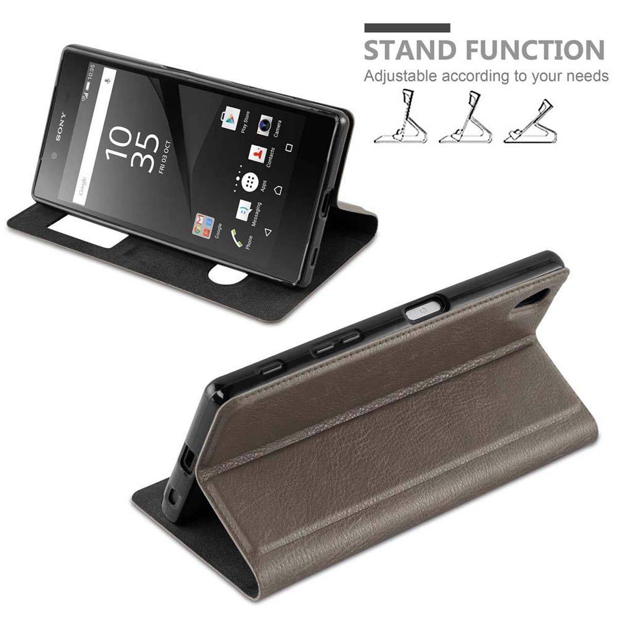 Cadorabo Schutzhülle für Sony Xperia Z5 PREMIUM Hülle in Braun Handyhülle Book Case Cover Etui