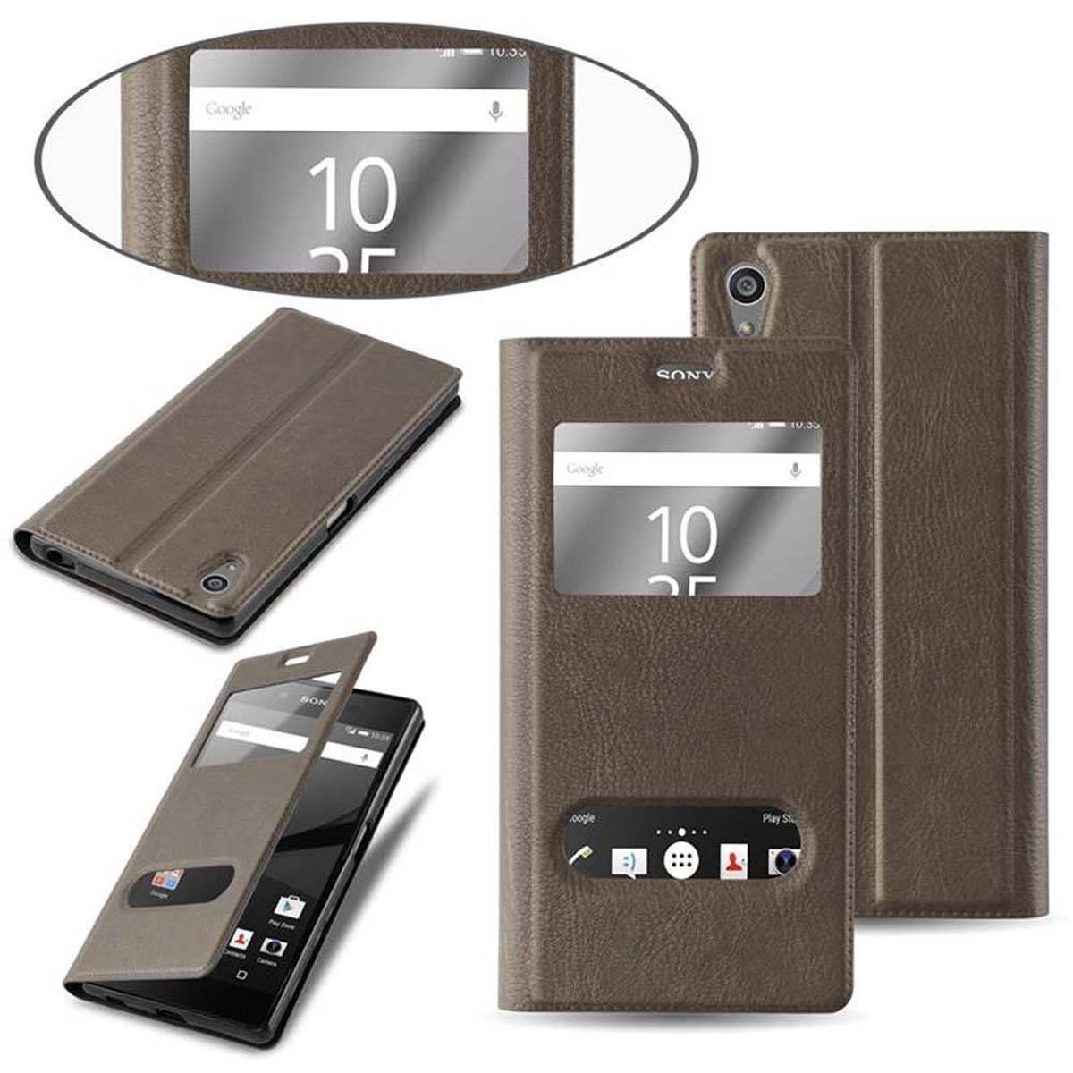 Cadorabo Schutzhülle für Sony Xperia Z5 PREMIUM Hülle in Braun Handyhülle Book Case Cover Etui
