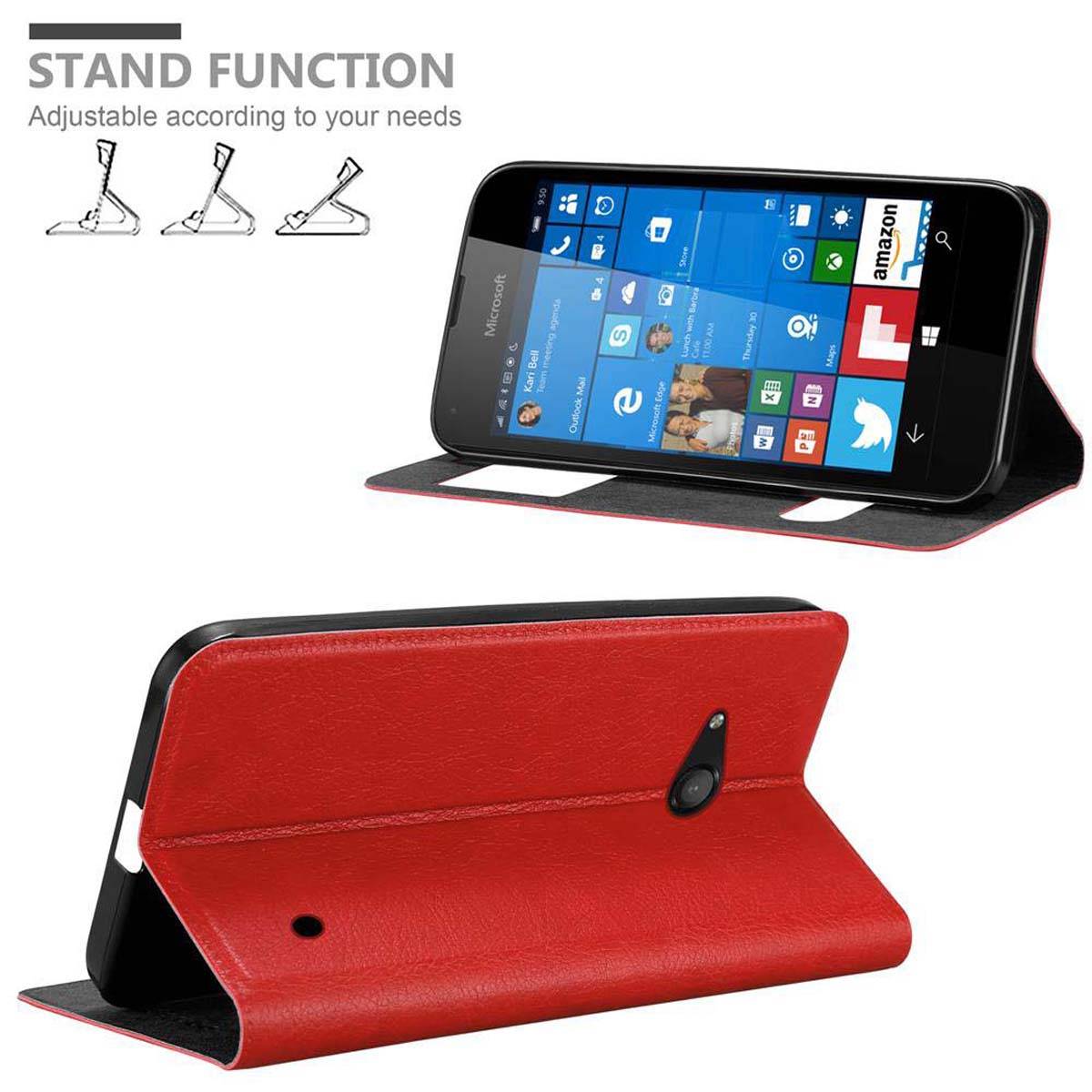 Cadorabo Schutzhülle für Nokia Lumia 550 Hülle in Rot Handyhülle Book Case Cover Etui