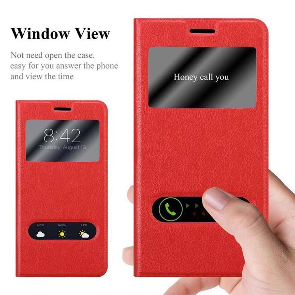 Cadorabo Schutzhülle für Nokia Lumia 550 Hülle in Rot Handyhülle Book Case Cover Etui