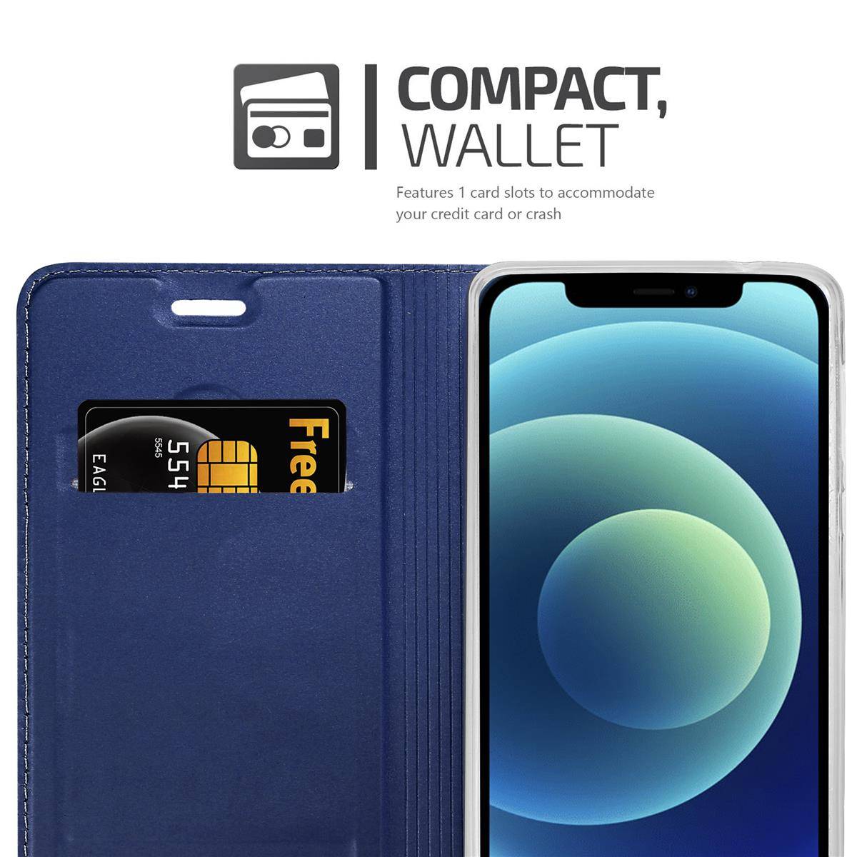 Cadorabo Handyhülle für Apple iPhone 12 MINI Schutz Hülle in Blau Cover Etui Book Case Booklet