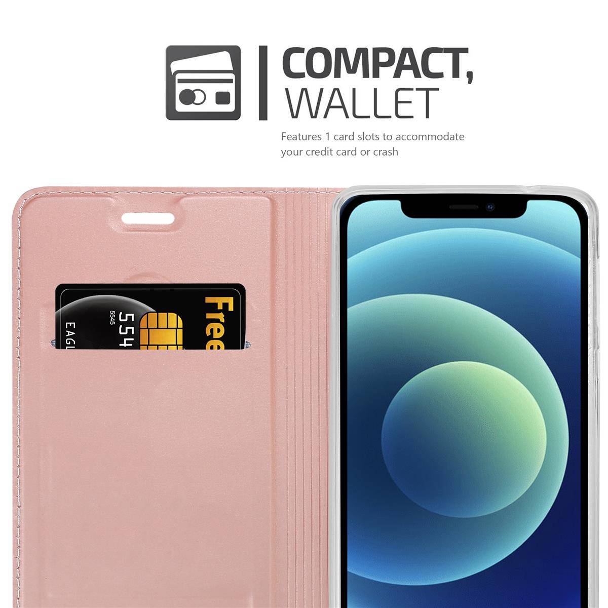 Cadorabo Handyhülle für Apple iPhone 12 MINI Schutz Hülle in Rosa Cover Etui Book Case Booklet