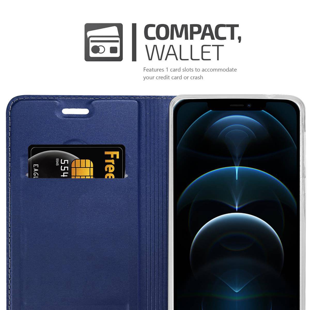 Cadorabo Handyhülle für Apple iPhone 12 PRO MAX Schutz Hülle in Blau Cover Etui Book Case Booklet