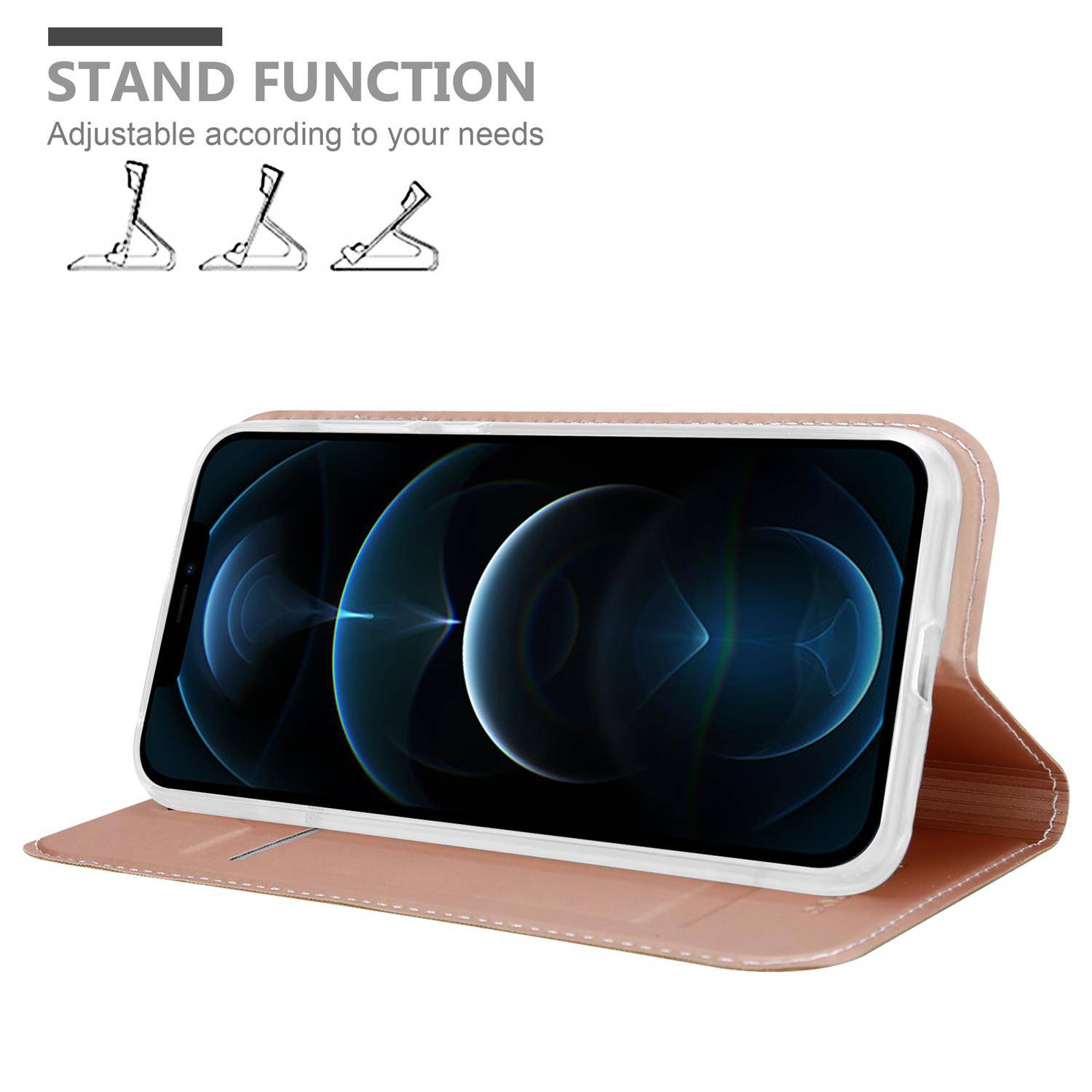 Cadorabo Handyhülle für Apple iPhone 12 PRO MAX Schutz Hülle in Rosa Cover Etui Book Case Booklet