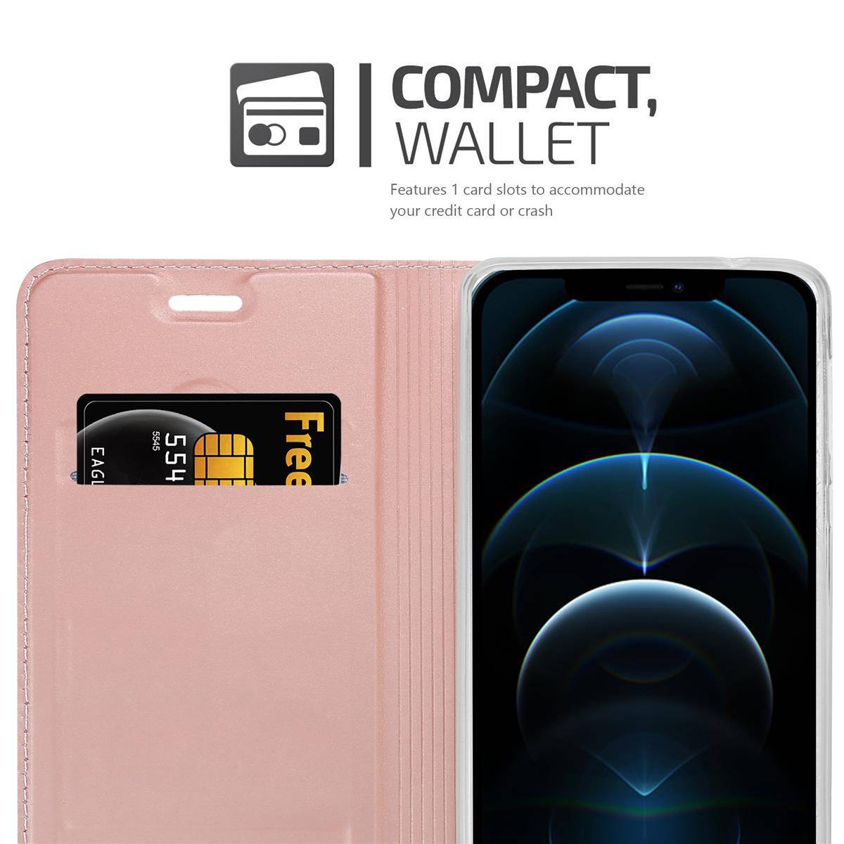 Cadorabo Handyhülle für Apple iPhone 12 PRO MAX Schutz Hülle in Rosa Cover Etui Book Case Booklet