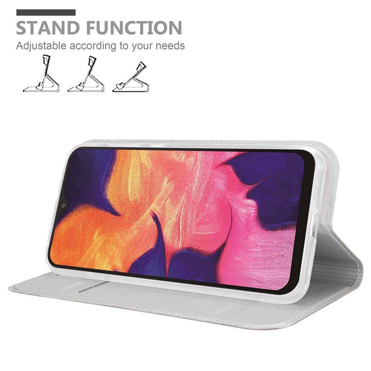 Cadorabo Handyhülle für Samsung Galaxy A10 / M10 Schutz Hülle in Silber Cover Etui Book Case Booklet